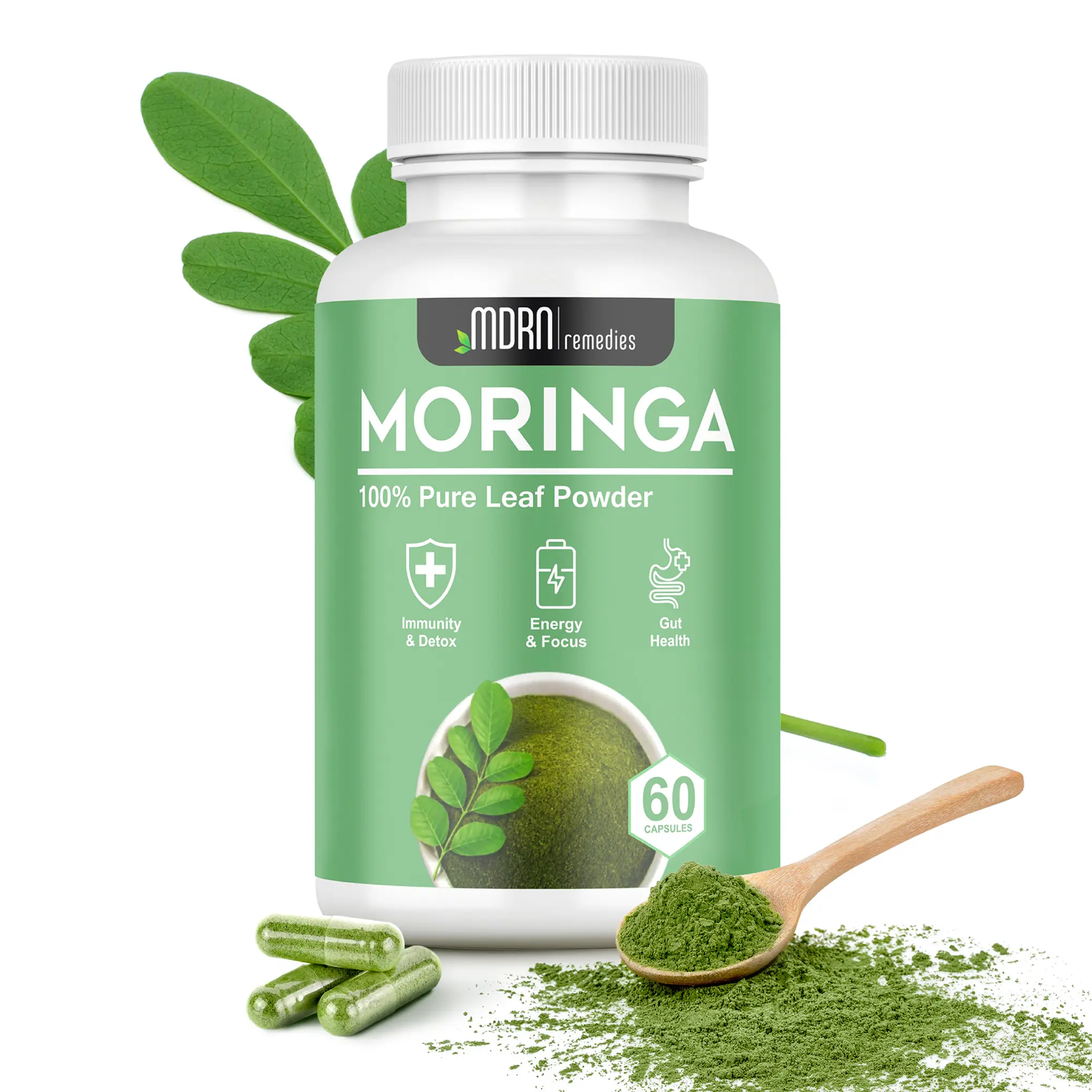 Pure Moringa bottle front view