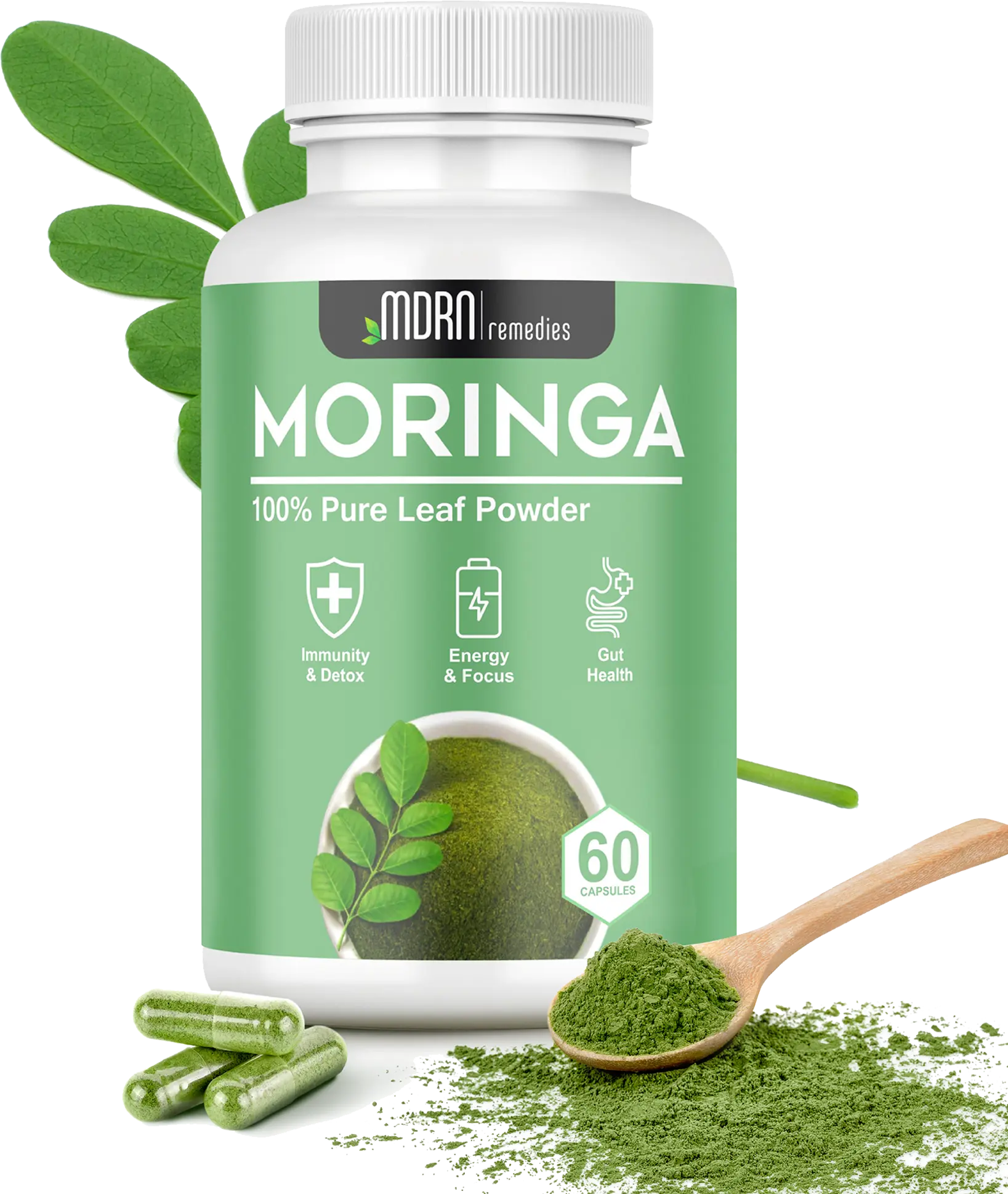 Pure Moringa with green moringa powder