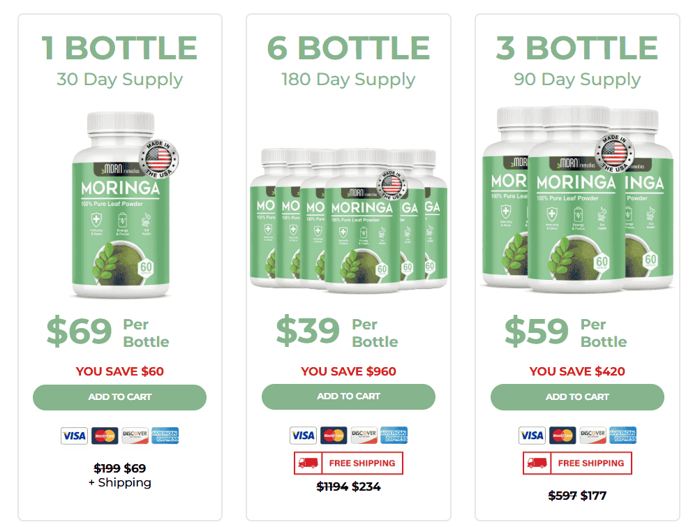 Pure Moringa Details pricing